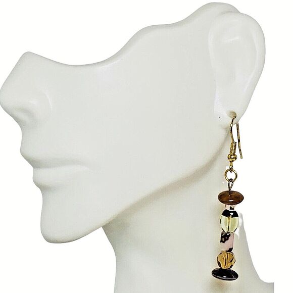 Handcrafted Beaded Drop Earrings with Mixed Glass Beads, Boho Style, 2" Dangle - Picture 2 of 12